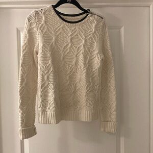 LOFT Cream Cable Knit Crew Neck Sweater